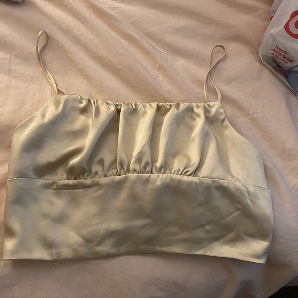 Zara crop top. Never been worn. Cream silk color